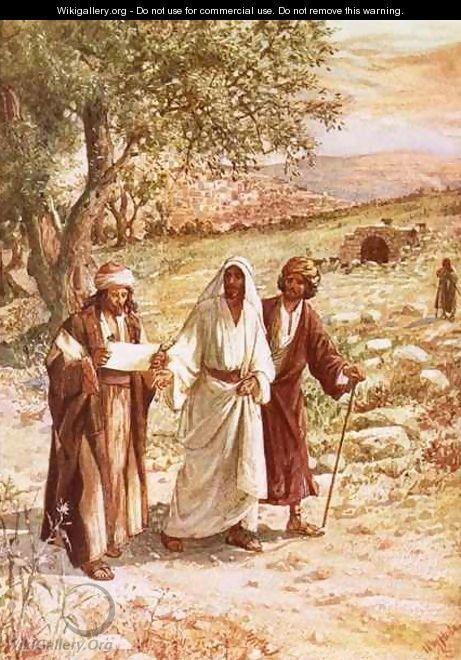 Jesus appearing to two disciples on the road to Emmaus